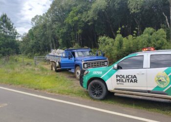 Polícia Ambiental apreende caminhão com carvão ilegal na PR-364, em Inácio Martins