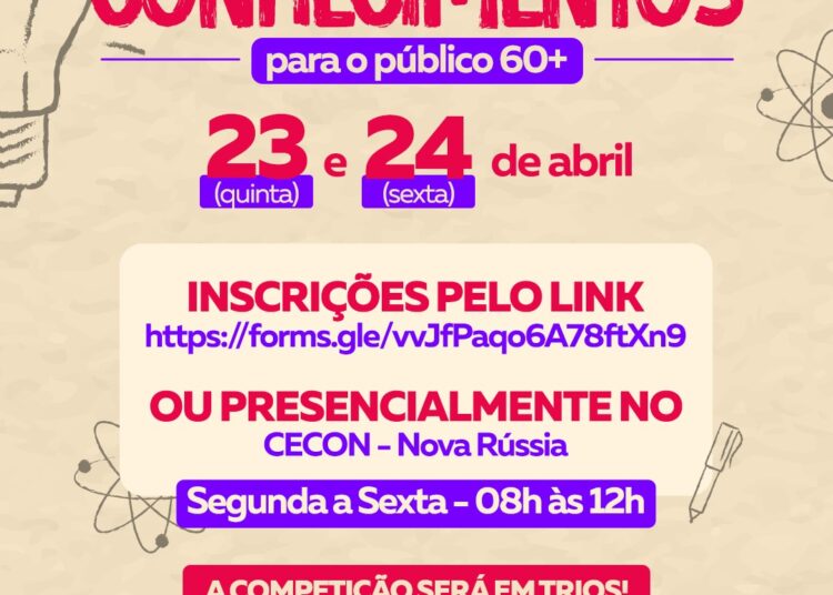 CECON Nova Rússia abre inscrições para a 1ª Maratona de Conhecimentos 60+